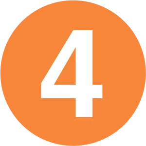 Number4 Icon Orange Background PNG Image