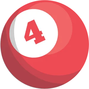 Number4 Red Pool Ball PNG Image