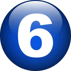Number6 Blue Circle Icon PNG image with transparent background