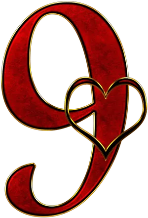 Number9 Love Heart Design PNG Image