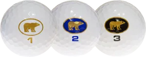 Numbered Golf Balls With Bear Logos PNG Image