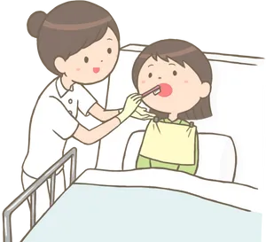 Nurse Assisting Patient Oral Care PNG Image