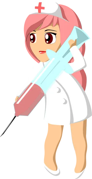 Nurse With Giant Syringe PNG Image