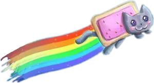 Nyan_ Cat_ Pop_ Tart_ Rainbow PNG Image