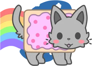 Nyan_ Cat_ Pop_ Tart_ Rainbow PNG Image