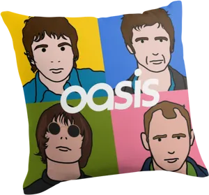 Oasis Band Cartoon Pillow PNG Image