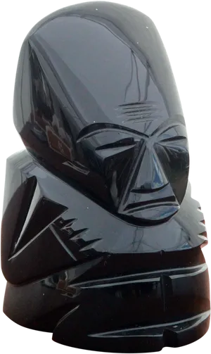 Obsidian Aztec Warrior Sculpture PNG Image