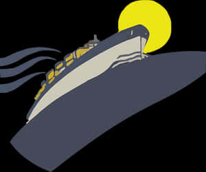 Ocean Liner Night Voyage PNG image with transparent background