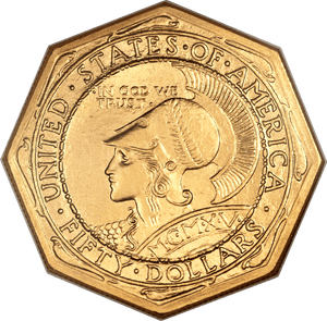 1915 S $50 Panama Pacific 50 Dollar Octagonal Transparent - Coin, HD Png Download PNG with transparent background
