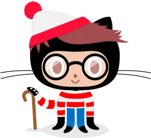 Octocat Waldo Costume PNG Image