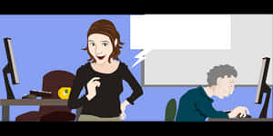 Office Interaction Cartoon PNG with transparent background