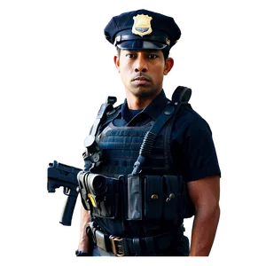 Officer With Badge And Gun Png Eyu PNG Image