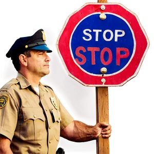 Officer With Stop Sign Png 3 PNG Image