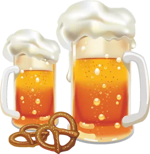 Oktoberfest Beerand Pretzels Illustration PNG Image