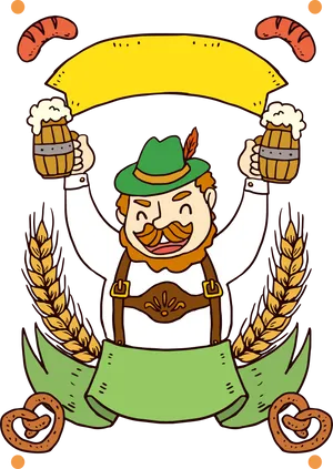 Oktoberfest Celebration Cartoon PNG Image