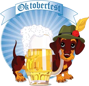 Oktoberfest Celebration Dachshundand Beer PNG Image