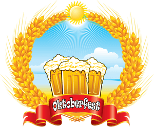 Oktoberfest Red Banner With Beer Mugs And Wheat Png - Lake Mission Viejo Oktoberfest, Transparent Png PNG image with transparent background