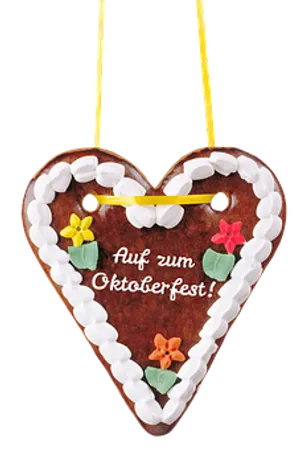 Oktoberfest Gingerbread Heart Pendant PNG Image