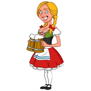 Oktoberfest Woman Carrying Beer Stein PNG Image