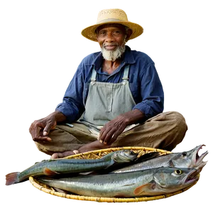 Old Fisherman With Catch Png Qaf4 PNG Image