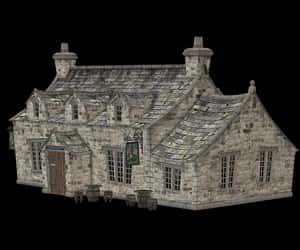 Old Stone Cottage3 D Model PNG image with transparent background