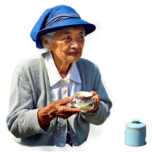 Old Woman With Tea Png Ifx PNG Image