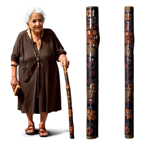 Old Woman With Walking Stick Png Awm PNG Image