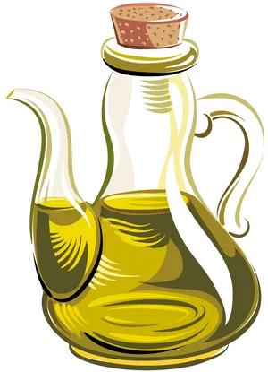 Olive Oil Glass Cruet Illustration PNG Image