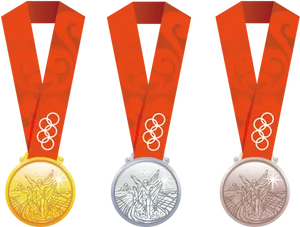 Olympic Gold Silver Bronze Medals PNG Image