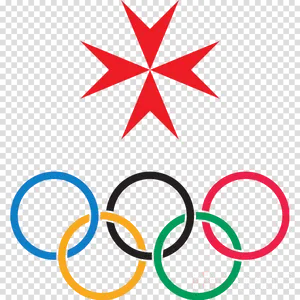 Olympic_ Rings_with_ Red_ Star_ Vector PNG Image