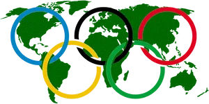 Olympic Rings World Map Overlay PNG Image