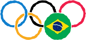 Olympic Ringswith Brazilian Flag PNG Image