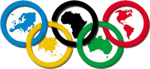 Olympic Ringswith Continents PNG Image