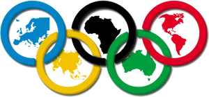 Olympic Ringswith Continents PNG Image