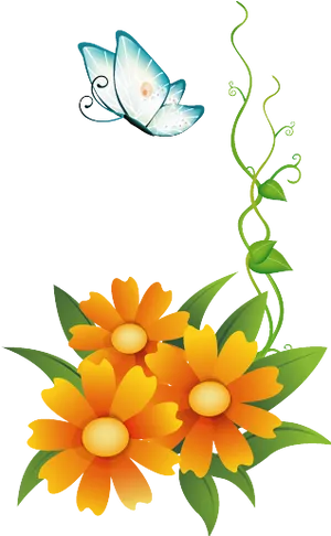 Onam Festival Butterfly Floral Design PNG Image