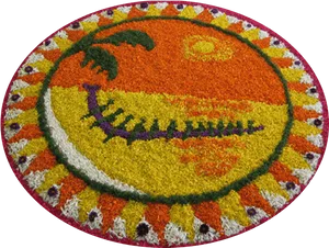 Onam Festival Floral Carpet PNG Image