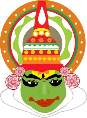 Onam Festival Kathakali Dancer Vector PNG Image