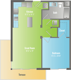 One Bedroom Apartment Floor Plan PNG image with transparent background