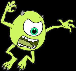 One Eyed Green Monster Cartoon PNG image with transparent background
