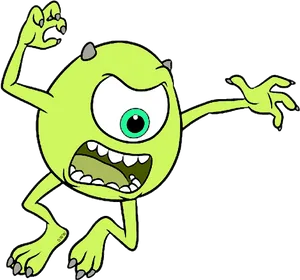 One Eyed Green Monster Cartoon PNG Image