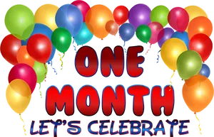 One Month Celebration Balloons PNG Image