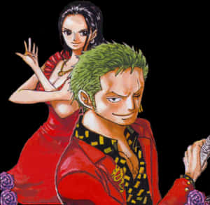 One Piece Characters Zoroand Robin PNG image with transparent background