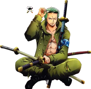 One Piece Green Haired Swordsman PNG Image