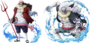 One Piece Jinbeand Hody Jones PNG Image