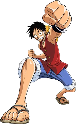 One Piece Luffy Action Pose PNG Image