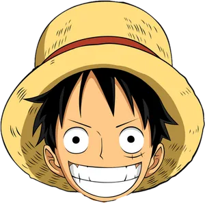 One Piece Luffy Straw Hat Smile PNG Image