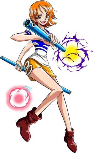 One Piece Namiwith Clima Tact PNG Image