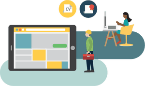 Online Job Application Process Illustration PNG image with transparent background