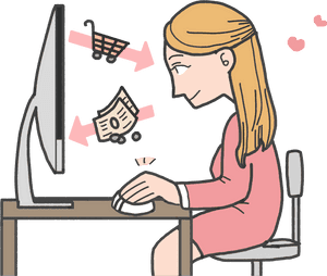 Online Shopping Cartoon Experience PNG image with transparent background