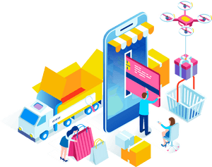Online Shopping Ecosystem Illustration PNG image with transparent background